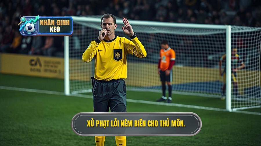 3. Xử phạt lỗi ném biên cho thủ môn.